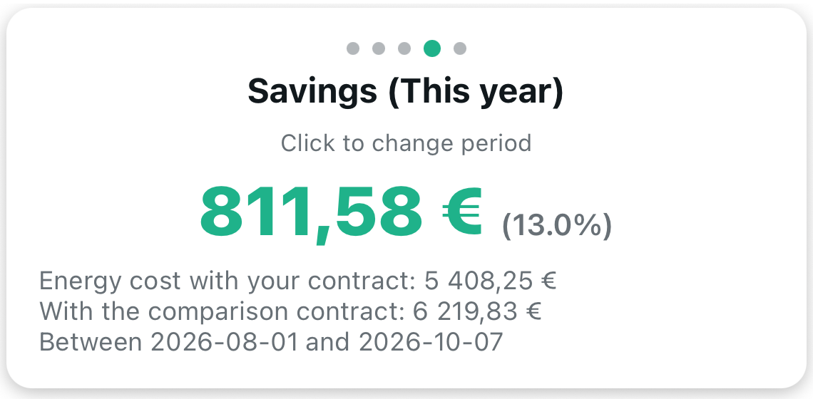 The savings card in the app